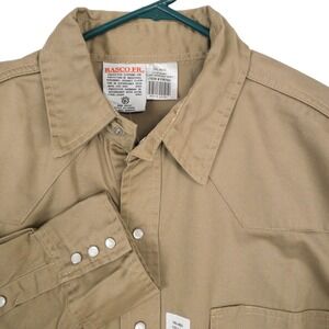 Rasco FR Work Shirt Mens 3XL-Reg Khaki Western Pearl Snap Flame Resistant FR750